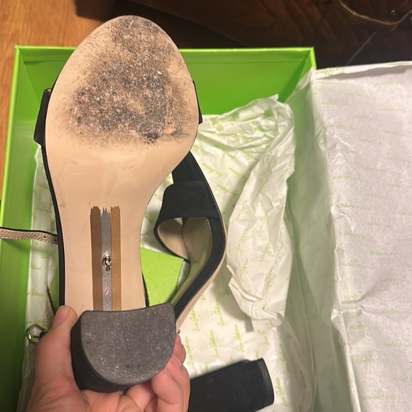 Black open toe heels suede - Picture 4 of 7